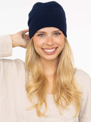 Zwillingsherz Kaschmir-Mütze in Dunkelblau