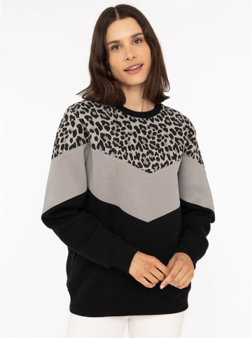 Zwillingsherz Sweatshirt "Konny" in Schwarz/ Grau