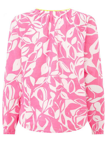 Zwillingsherz Bluse "Blätter" in Weiß/ Rosa