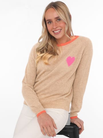 Zwillingsherz Kaszmirowy sweter w kolorze beżowym