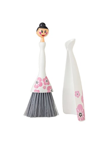 Vigar 2-delige set: mini stoffer en blik wit/lichtroze - (B)11,5 x (H)28 cm