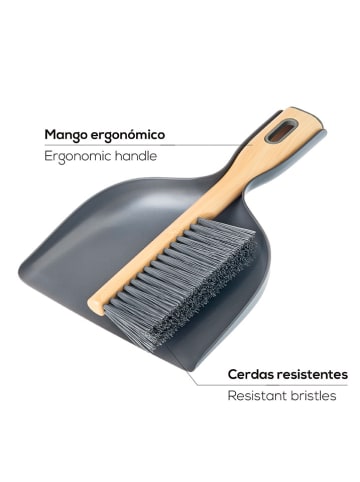 Vigar 2-delige set: stoffer en blik grijs/lichtbruin