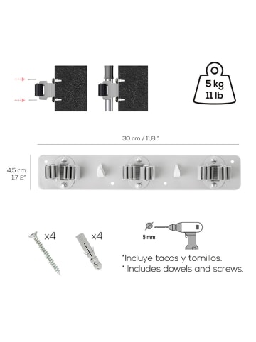 Vigar Utensilien-Hakenleiste in Grau - (B)30 cm