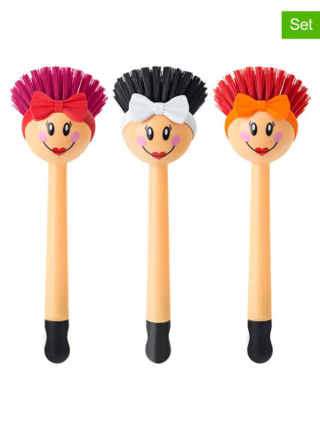 Vigar 2-delige set: afwasborstels "Dolls" meerkleurig - (H)23,5 cm