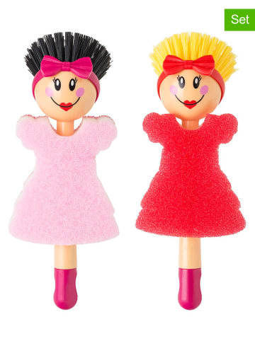 Vigar 2-delige set: afwasborstels "Dolls" meerkleurig - (H)23,5 cm