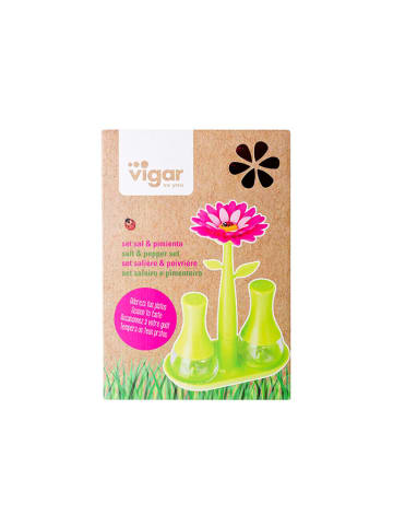 Vigar 3-delige zout- en peperstrooierset groen/roze