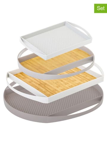 Vigar 4er-Set: Tabletts "Flap" in Grau/ Weiß/ Braun