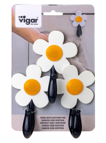 Vigar 3-delige set: haken "White Tulip" zwart/wit/geel - (L)11,5 cm
