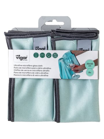 Vigar 2-delige set: glasreinigingsdoeken "Rengø'' mintgroen - (L)32 x (B)32 cm