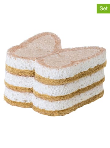 Vigar 3-delige set: reinigingssponzen "Zeroline" lichtbruin - (B)10,5 x (H)9,5 cm