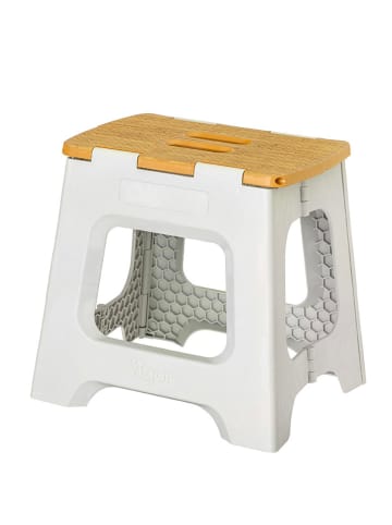 Vigar Hocker in Grau/ Hellbraun - (H)32 cm