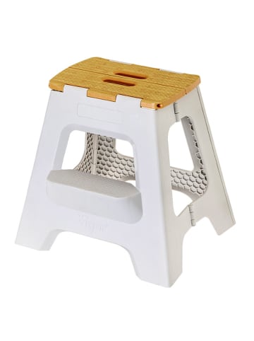 Vigar Tritt-Hocker in Grau/ Hellbraun - (H)40 cm