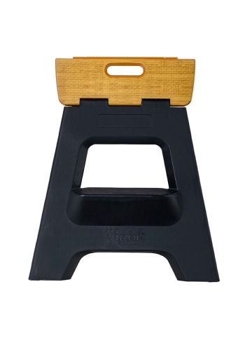Vigar Tritt-Hocker in Schwarz/ Hellbraun - (H)40 cm