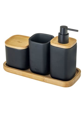Vigar 4-delige wastafelaccessoiresset "Zense" zwart - (B)28 x (H)13,5 x (D)11 cm