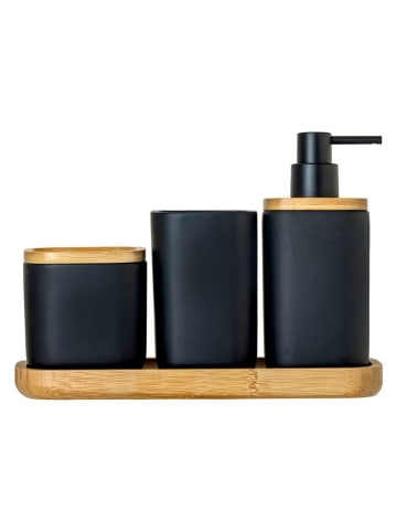 Vigar 4-delige wastafelaccessoiresset "Zense" zwart - (B)28 x (H)13,5 x (D)11 cm