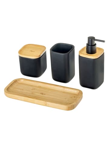 Vigar 4tlg. Waschbeckenzubehör-Set ''Zense'' in Schwarz - (B)28 x (H)13,5 x (T)11 cm