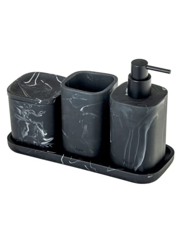 Vigar 4tlg. Waschbeckenzubehör-Set ''Zense'' in Schwarz - (B)28 x (H)13,5 x (T)11 cm