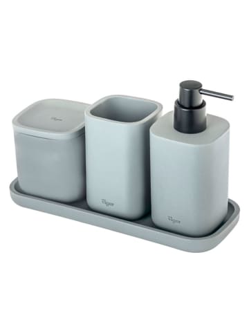 Vigar 4tlg. Waschbeckenzubehör-Set ''Zense'' in Grau - (B)28 x (H)13,5 x (T)11 cm