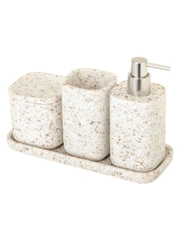 Vigar 4tlg. Waschbeckenzubehör-Set ''Zense'' in Beige - (B)28 x (H)13,5 x (T)11 cm