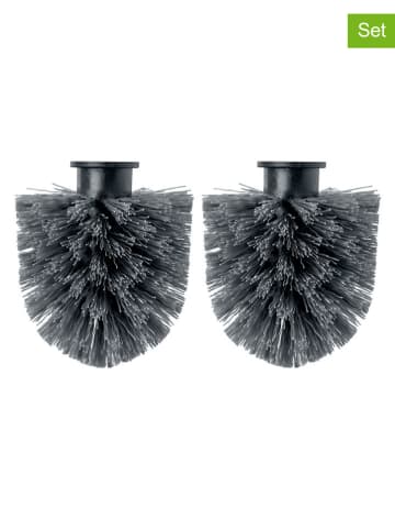 Vigar 2er-Set: WC-Bürstenköpfe in Grau/ Schwarz - (H)8,5 x Ø 8 cm