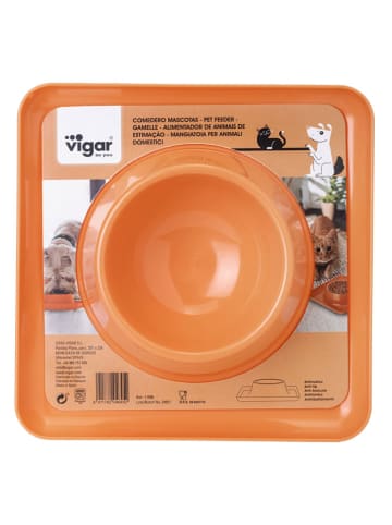 Vigar Voerbak "Pets" oranje - (B)24,5 x (H)6 x (D)24,5 cm