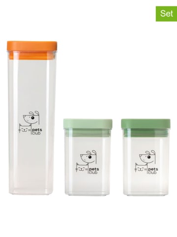 Vigar 3tlg. Set: Leckerlidosen ''Pets'' in Grün/ Orange