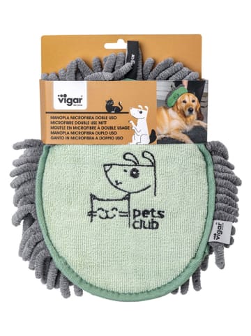 Vigar Hunde-Trocknungshandschuh ''Pets'' in Grau/ Grün - (L)21 x (B)17 cm