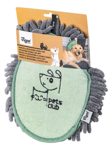 Vigar Rękawica "Pets" w kolorze szaro-zielonym do osuszania sierści - 21 x 17 cm