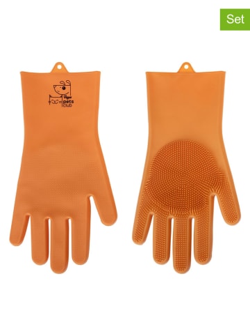 Vigar 2er-Set: Tierhaar-Handschuhe ''Pets'' in Orange - (L)31,5 x (B)16 cm