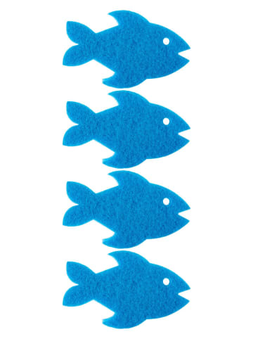 Vigar 4er-Set: Reinigungsschwämme ''Pets'' in Blau - (B)12 x (H)3,5 x (T)7,5 cm