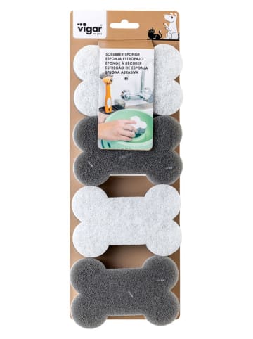 Vigar Gąbki (4 szt.) "Pets" w kolorze szaro-białym - 11 x 3,5 x 7,5 cm