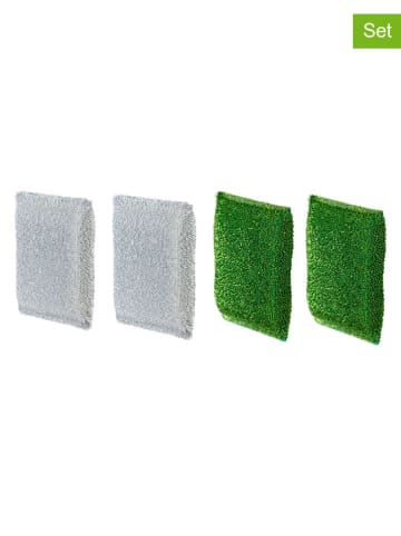 Vigar Gąbki czyszczące (4 szt.) w kolorze srebrno-zielonym - 12 x 9,5 x 3 cm