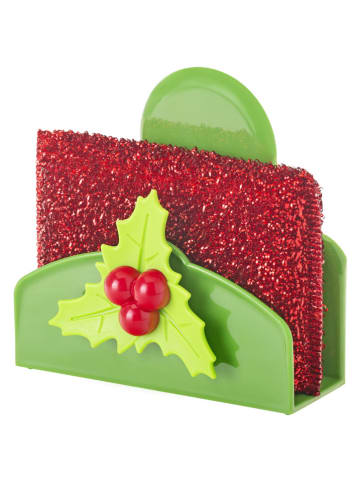 Vigar Schwammhalter "Mistletoe" in Rot/ Grün - (B)12 x (H)11,5 x (T)7 cm