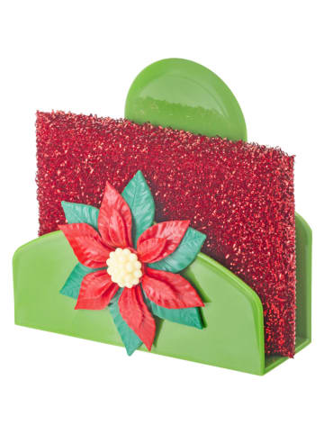 Vigar Schwammhalter "Poinsettia" in Rot/ Grün - (B)12 x (H)11,5 x (T)7 cm