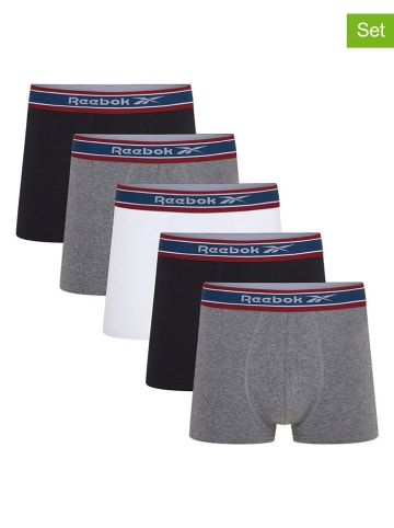 Reebok Bokserki (5 par) "Baird" w kolorze szarym, czarnym i białym