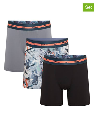 Reebok 3er-Set: Boxershorts "Luther" in Grau/ Türkis/ Schwarz