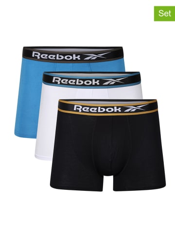 Reebok Bokserki (3 pary) "Balen" w kolorze białym, czarnym i niebieskim