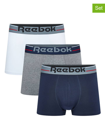 Reebok 3er-Set: Boxershorts in Dunkelblau/ Weiß/ Grau