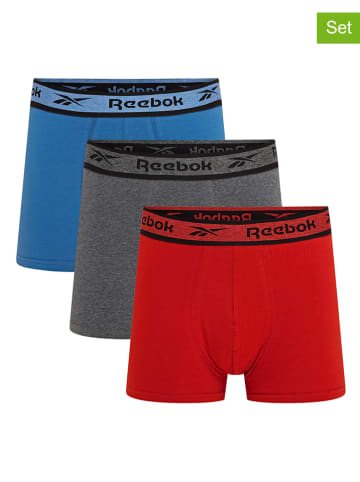 Reebok Bokserki (3 pary) w kolorze szarym, czerwonym i niebieskim
