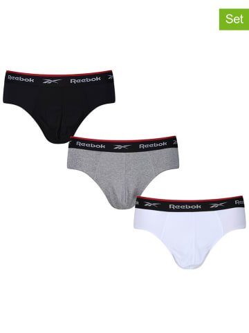 Reebok 3er-Set: Slips "Wiggins" in Schwarz/ Grau/ Weiß