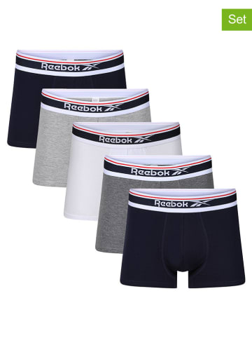Reebok Bokserki (5 par) "Jay" w kolorze czarnym, białym i szarym