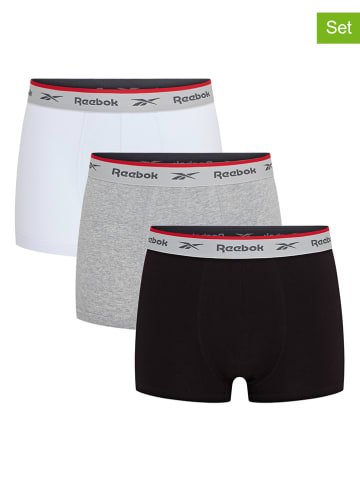 Reebok 3er-Set: Boxershorts "Ovett" in Schwarz/ Weiß/ Grau