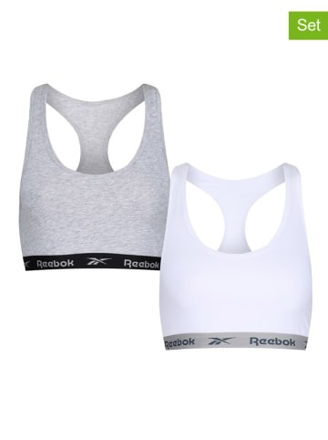 Reebok 2er-Set: Sport-BHs "Frankie" in Weiß/ Grau