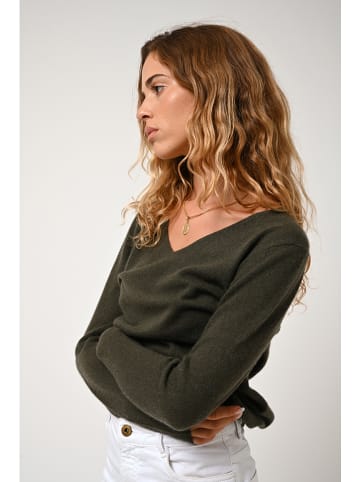 AUTHENTIC CASHMERE Kasjmieren trui "Galise" kaki