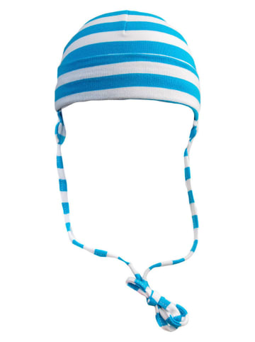 Döll Bindemütze in Hellblau/ Weiß
