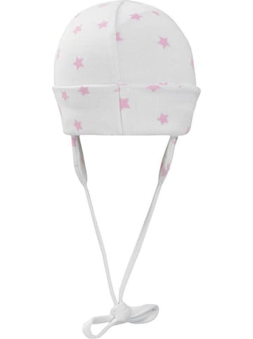 Döll Bindemütze in Weiß/ Rosa