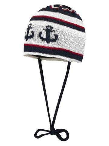 Döll Bindemütze in Dunkelblau/ Weiß