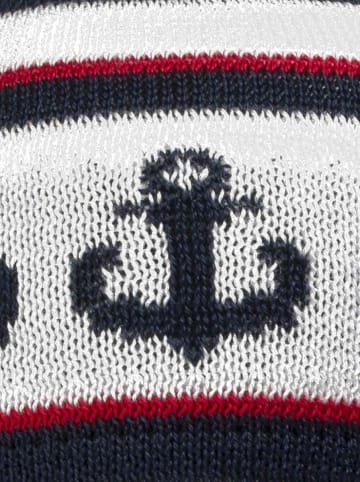 Döll Bindemütze in Dunkelblau/ Weiß