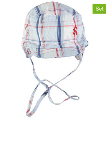 Döll 2er-Set: Bindemütze in hellblau/ rot