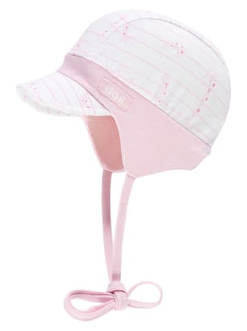 Döll Bindemütze in Weiß/ Rosa